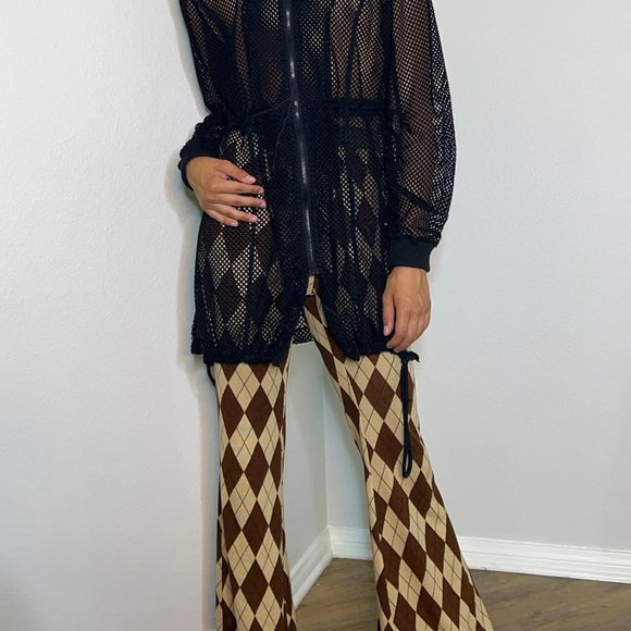 Stretchy soft diamond plaid pants - Picture 2 of 2